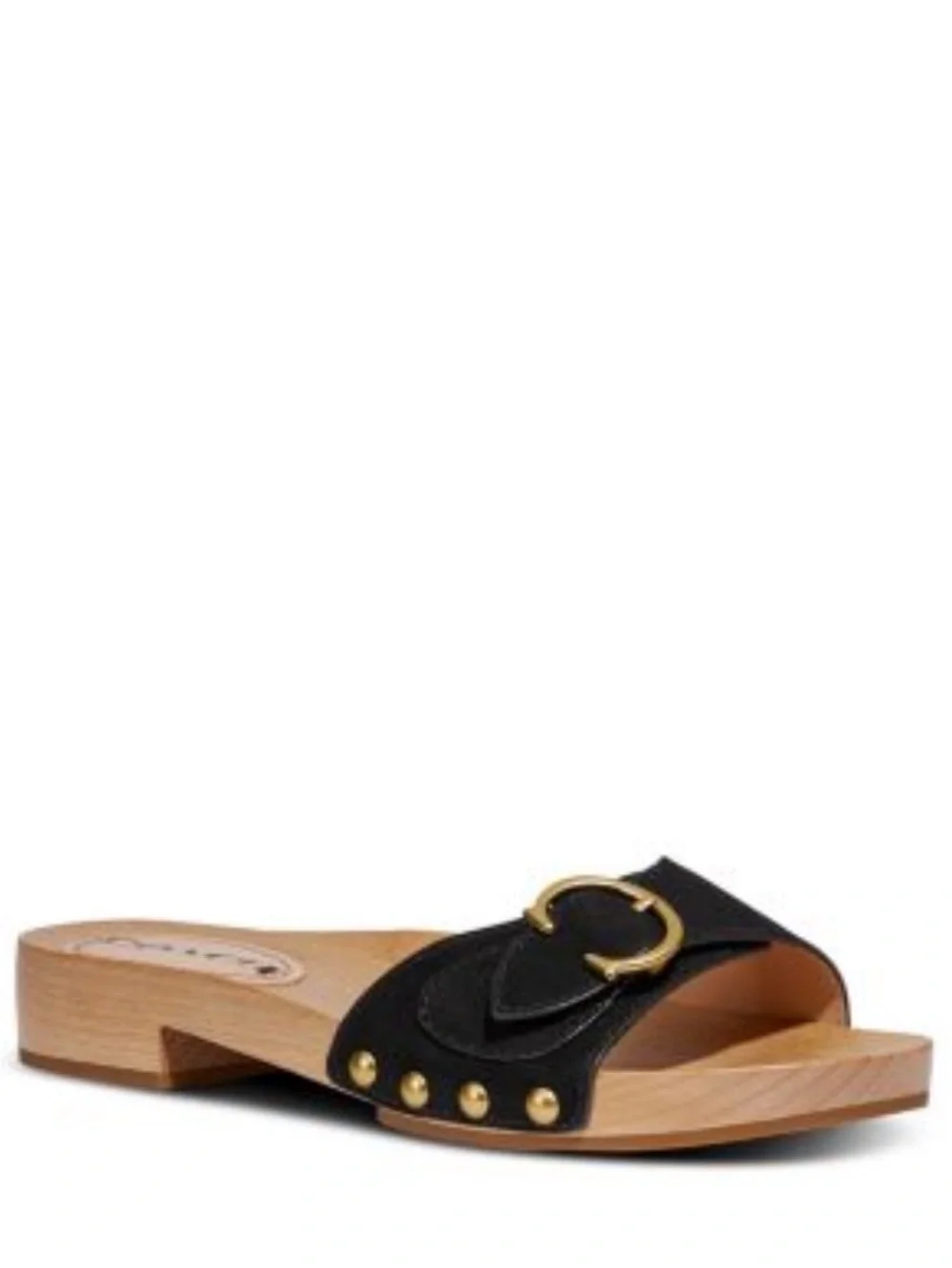 Coach Bleeker Wooden Black Suede Slide Sandals Women’s 9